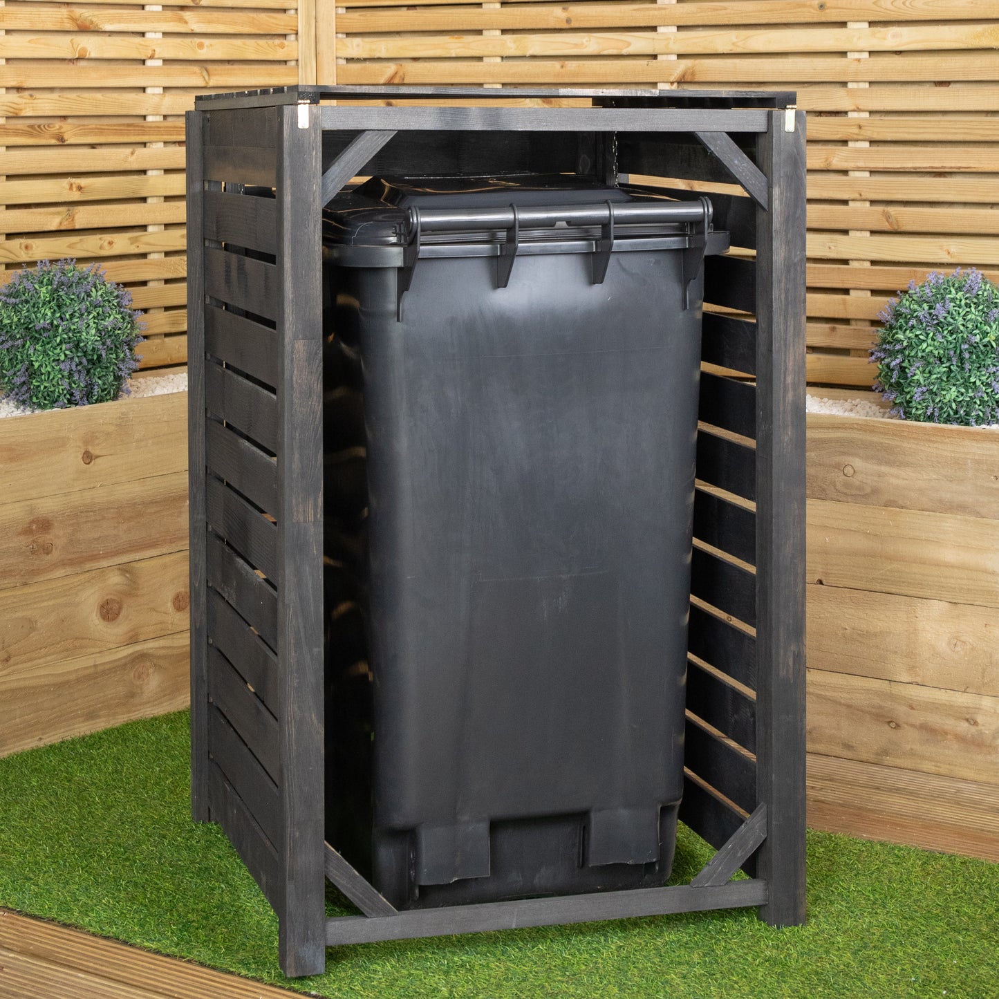 81cm x 1.16m Outdoor Wooden Garden Wheelie Bin Store Storage for 1 Bin in Anthracite