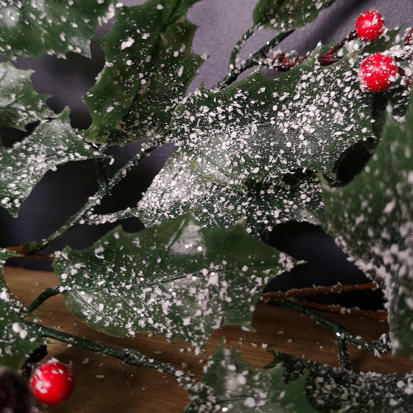 1.8m Frosted Green Holly Leaf & Berry Glitter Garland Christmas Decoration