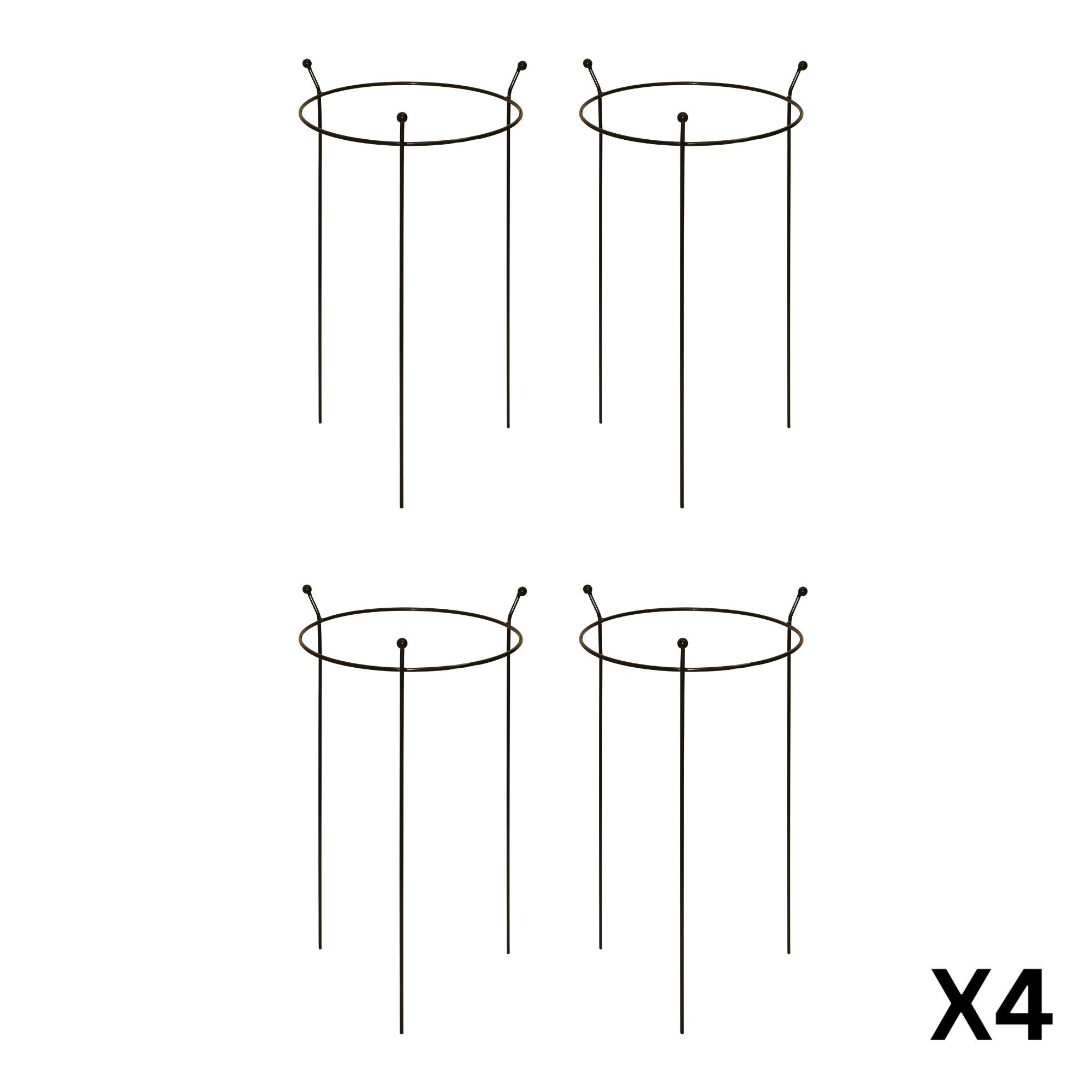 4 Pack of Small 60cm x 35cm Heavy Duty Black Steel Herbaceous Garden Plant Support Ring