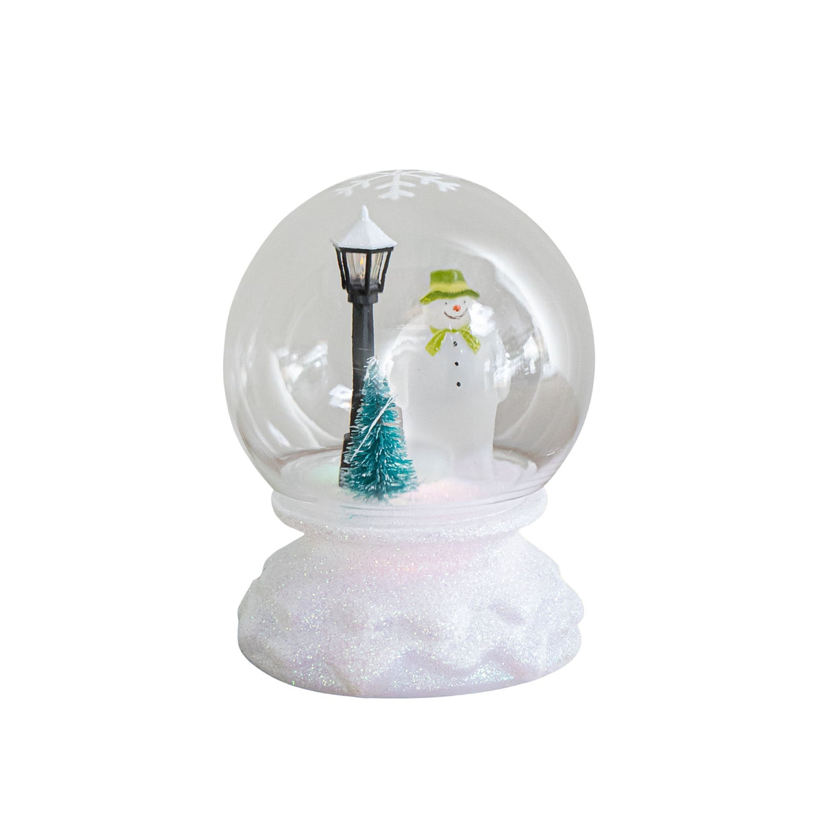 12cm Battery Operated Light up Christmas Snow Globe with The Snowman & Multi-Coloured LEDs