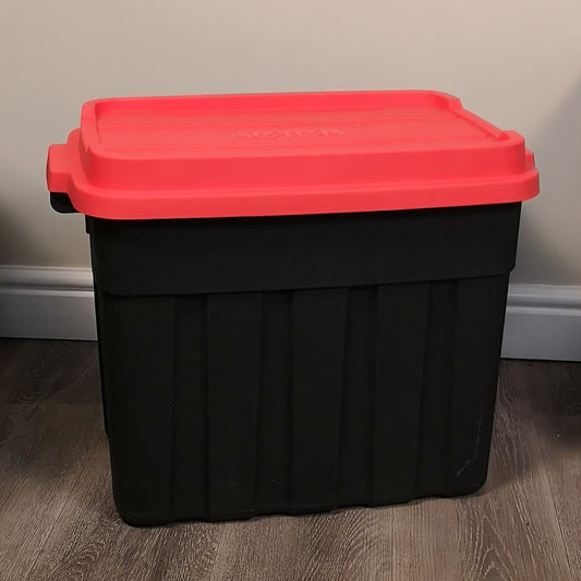 68L Black and Red Tuff Stackable Storage Box with Lid and Carry Handles