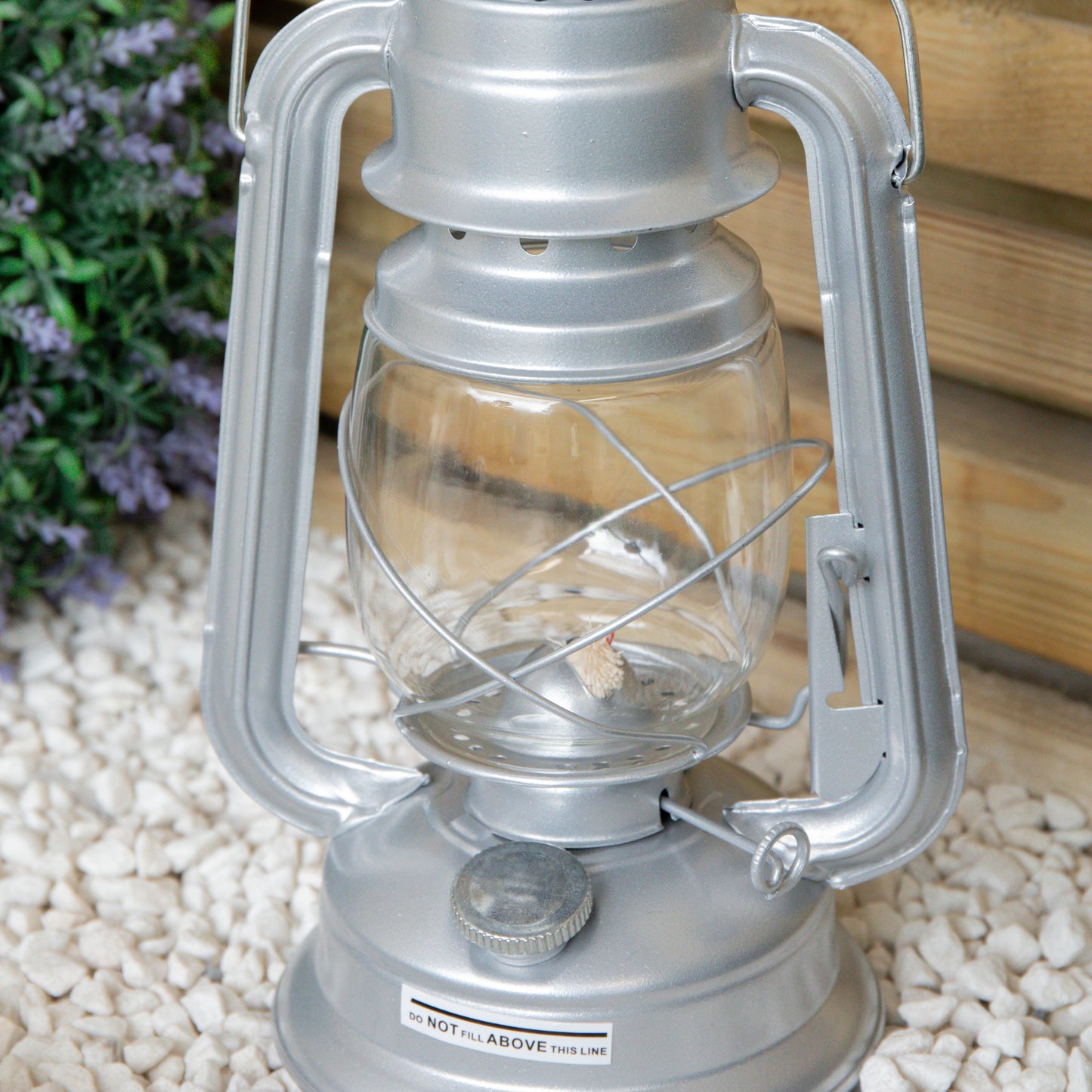 30cm Silver Paraffin Hurricane Lantern Camping Light