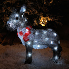 34cm Battery Operated LED Light up Acrylic Christmas Donkey Decoration
