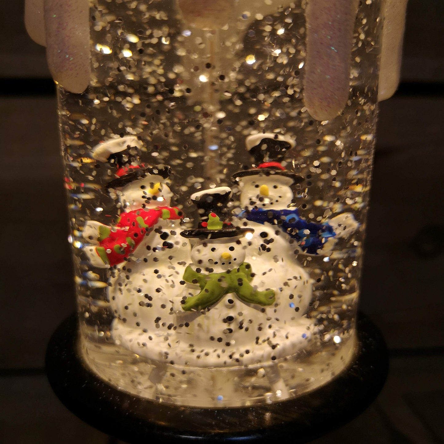 25cm Snowtime Indoor Battery Operated LED Water Candle Stick Spinner with Snowman Scene