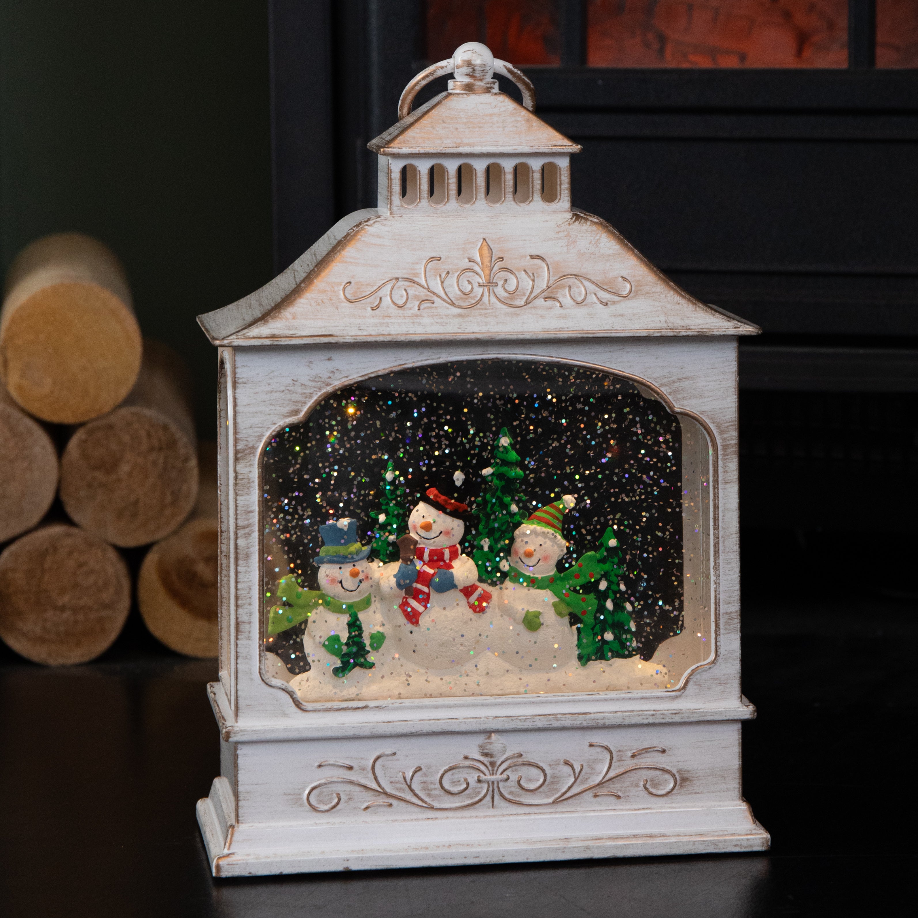 28cm Battery Operated LED Christmas Snowman Wonderland Lantern Decoration