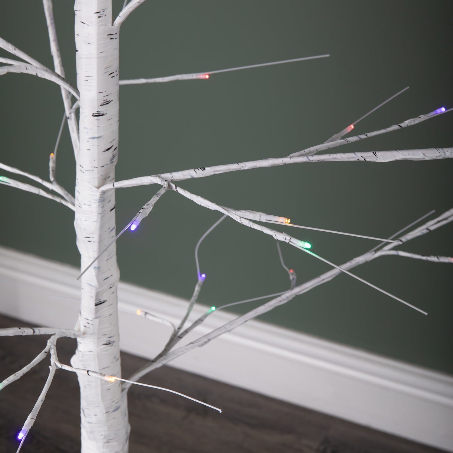 5ft (1.5m) Light up Christmas Birch Tree with 64 Multi-Coloured LEDs