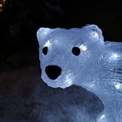 20cm Battery Operated LED Light up Acrylic Christmas Polar Bear Cub Decoration