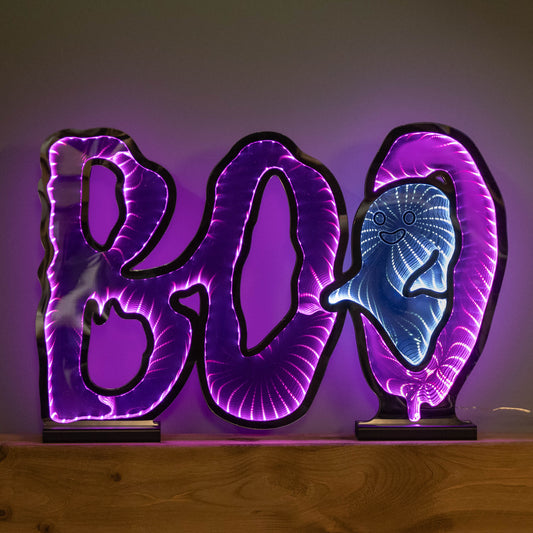 60cm Light up Halloween BOO Infinity Decoration with Pink and White LEDs