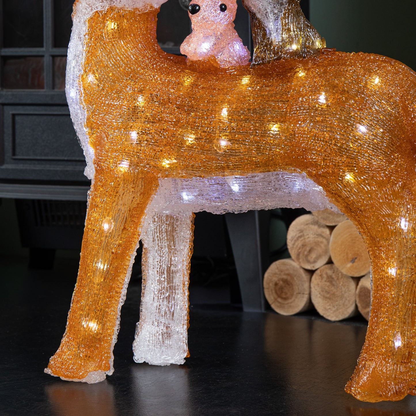 60cm Light up Acrylic Standing Christmas Deer with Animals and 80 Warm White LEDs