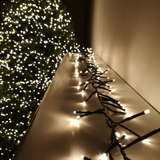 62.5m 5000 Warm White LEDs Indoor Outdoor Cluster Christmas Lights with Timer
