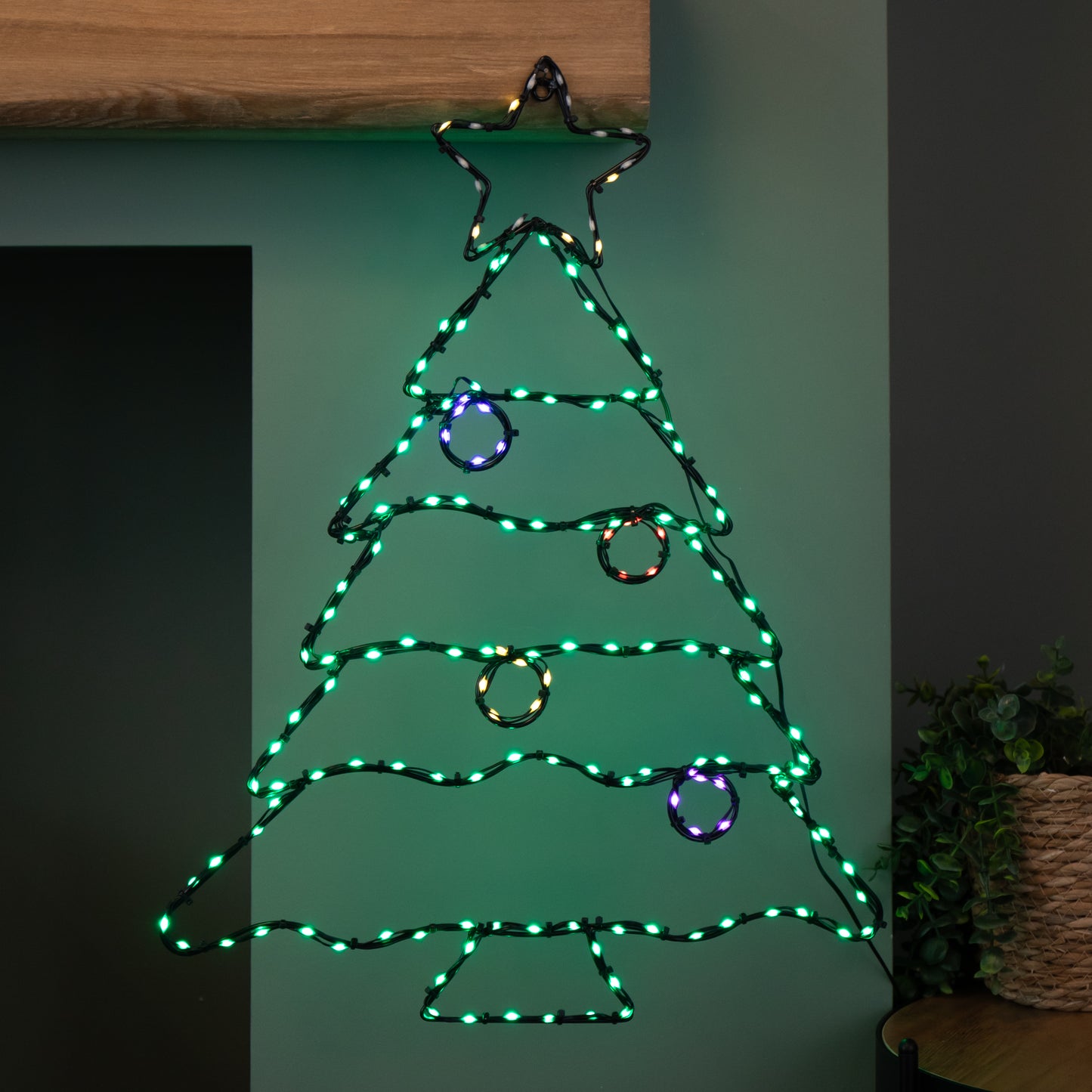 60cm x 46cm Light up FlexiBrights Christmas Tree Silhouette with 164 Multi-Coloured LEDs
