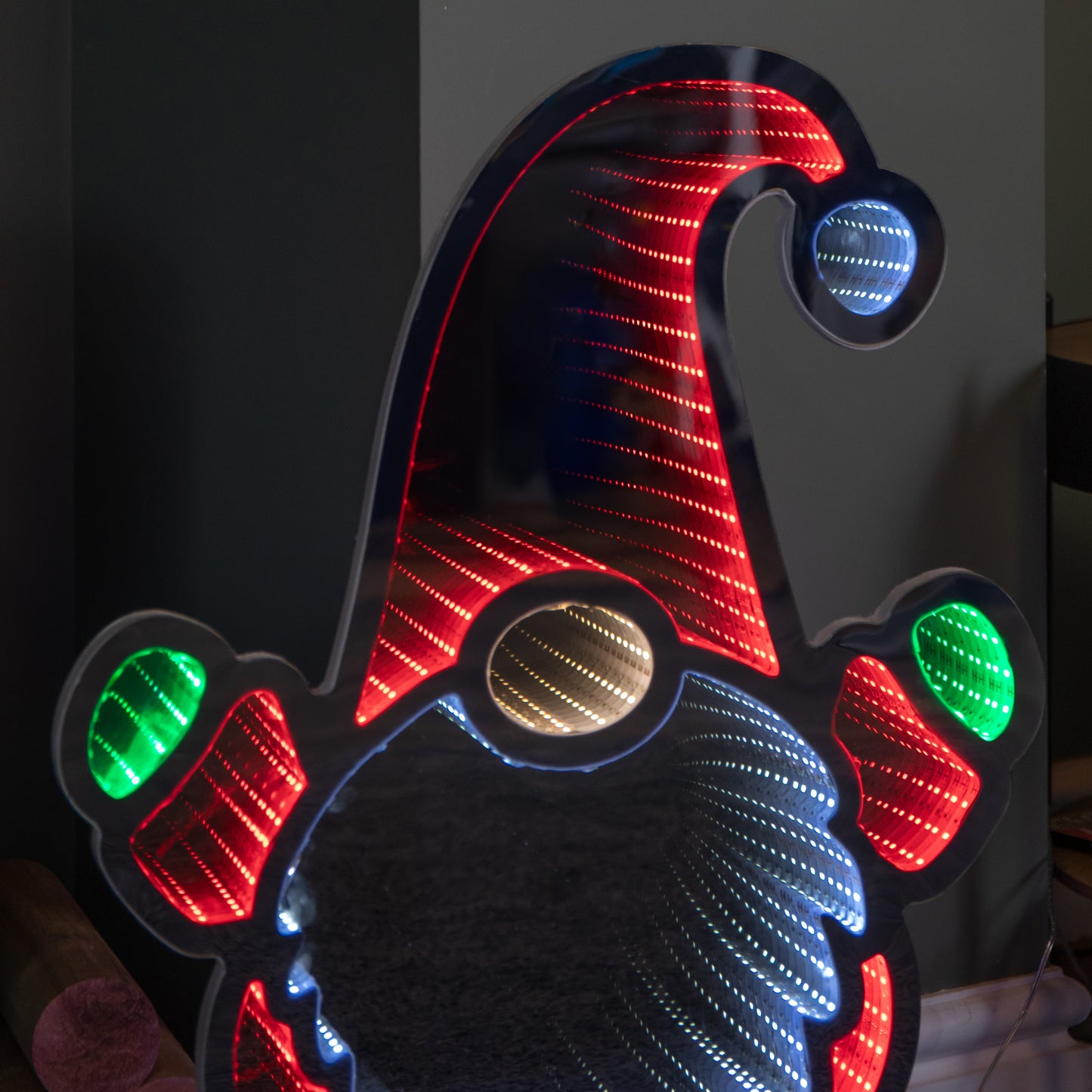 60cm Light up Christmas Gnome Infinity Light Decoration with Multi-Coloured LEDs