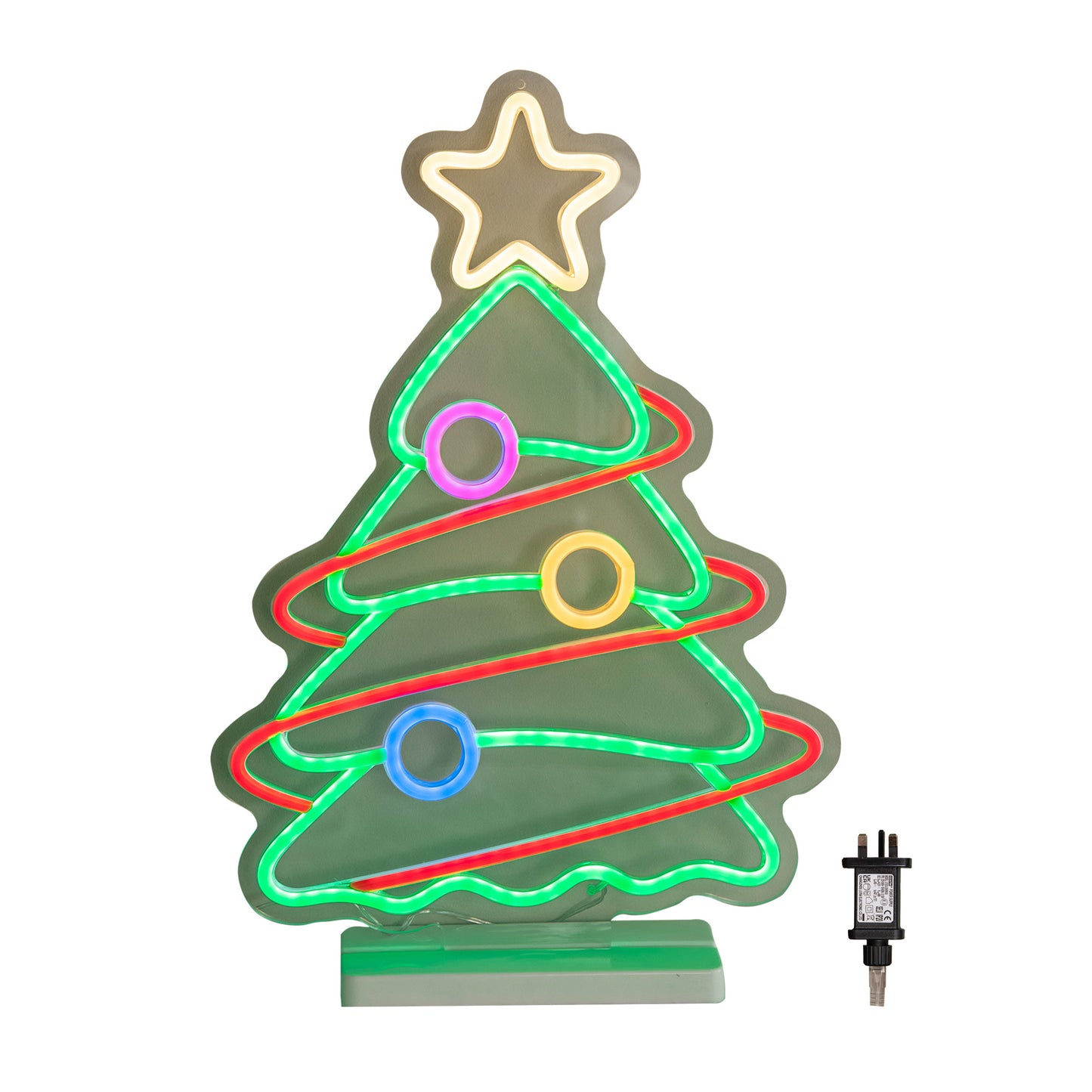 45cm Light up Neon Effect Christmas Tree with Base in Multi-Coloured