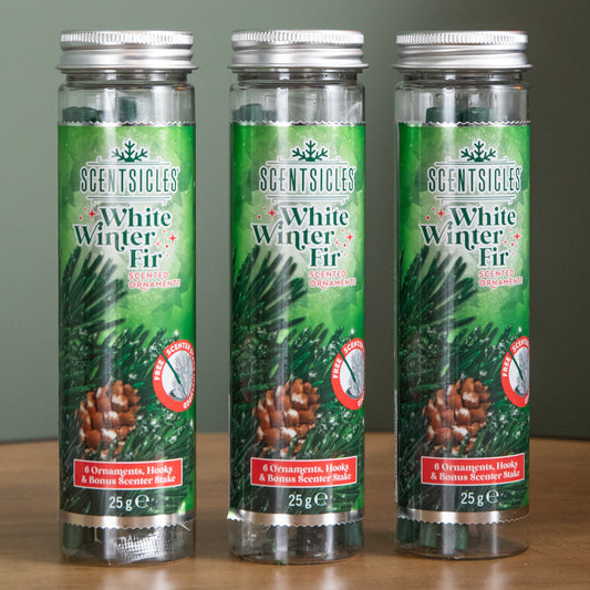 3 Packs of 25g White Winter Fir Scented Christmas Scentsicles with 6 Hanging Hooks