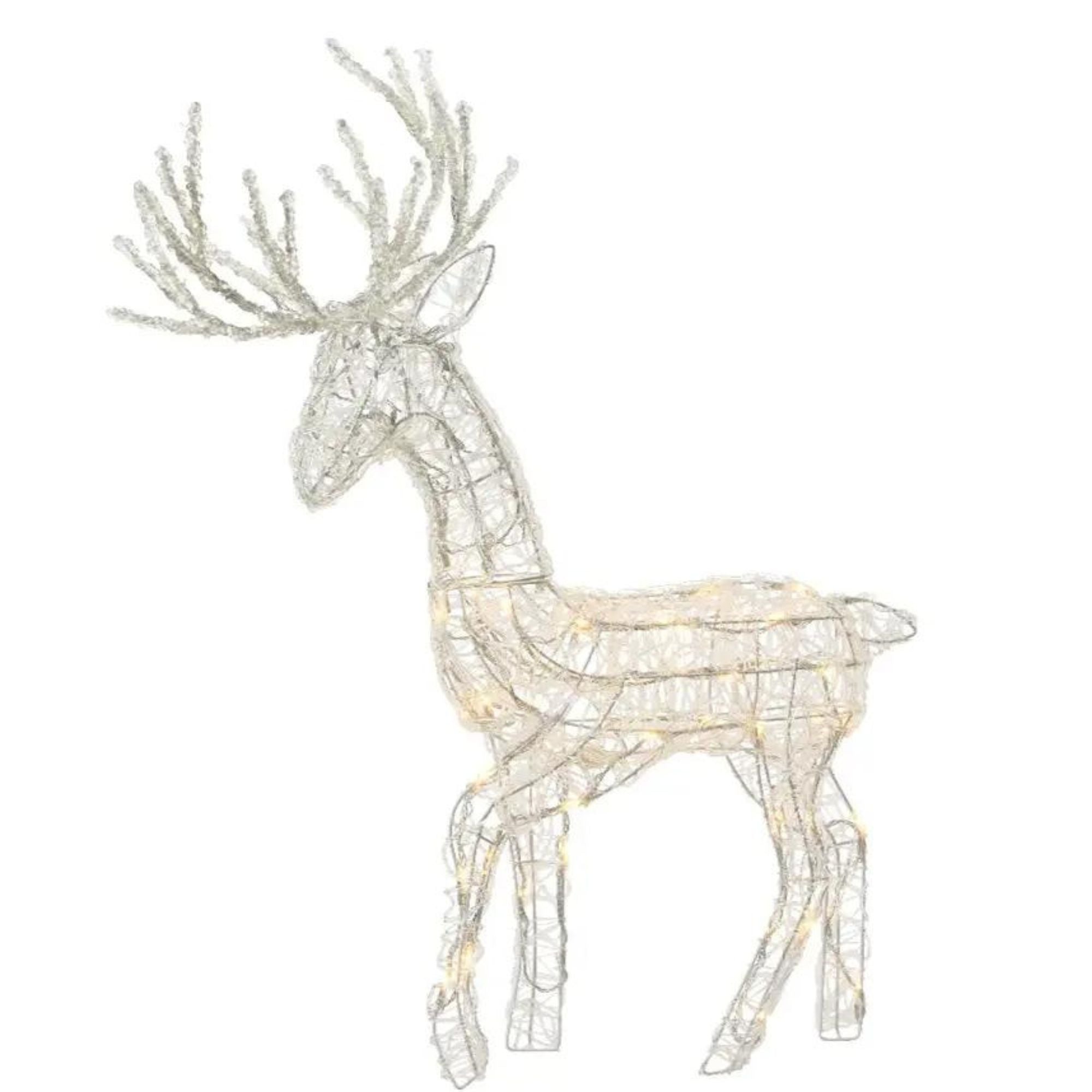 94cm Soft Acrylic Flashing LED Reindeer Christmas Decoration with Timer in Warm White