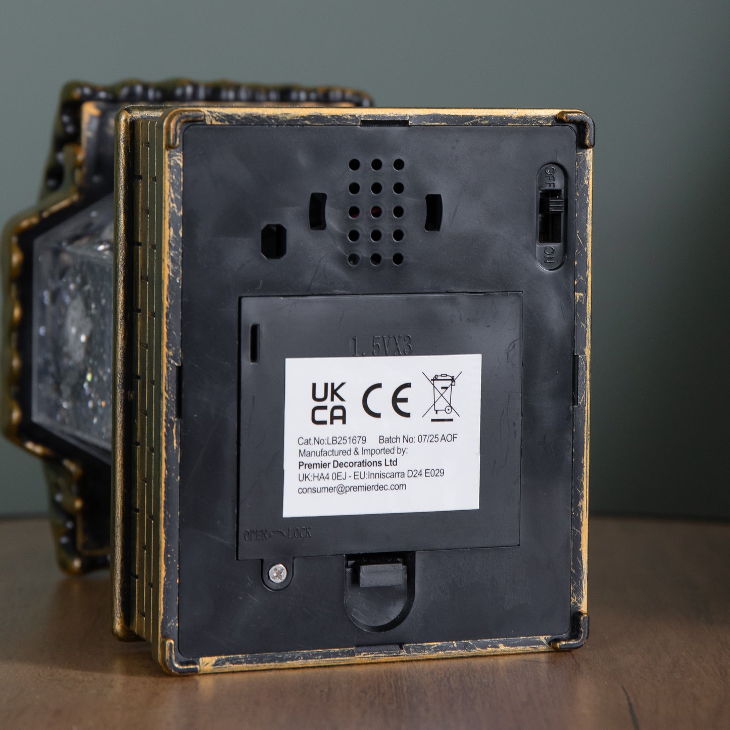 20cm Dual Powered Light up Christmas House Water Spinner with Santa in Sleigh Scene and LEDs