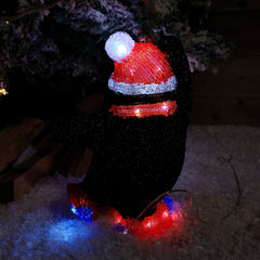 30cm Light up Skating Acrylic Christmas Penguin with 30 White LEDs