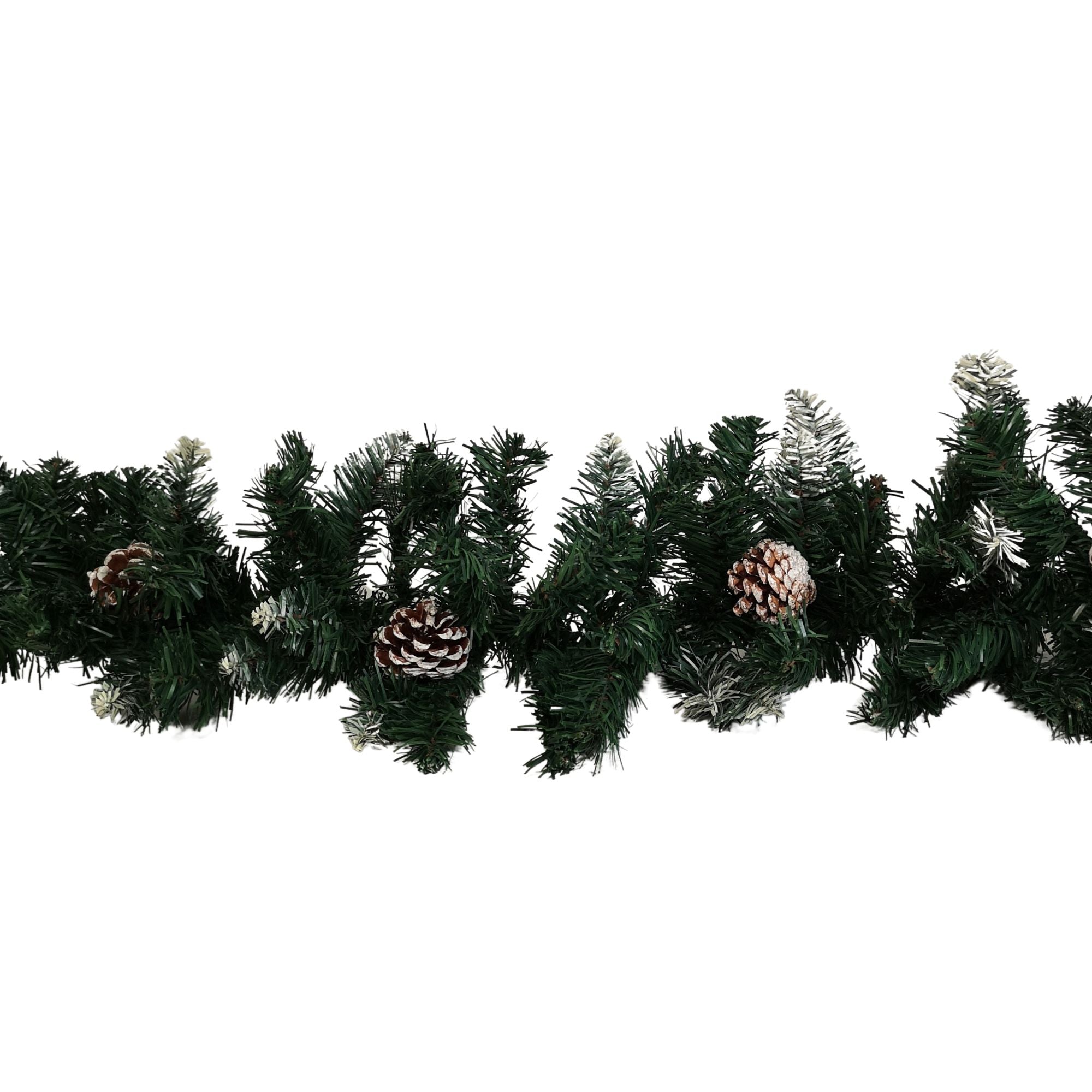2.7m Snow Tipped Christmas Garland with Pine Cones and Mixed Needles