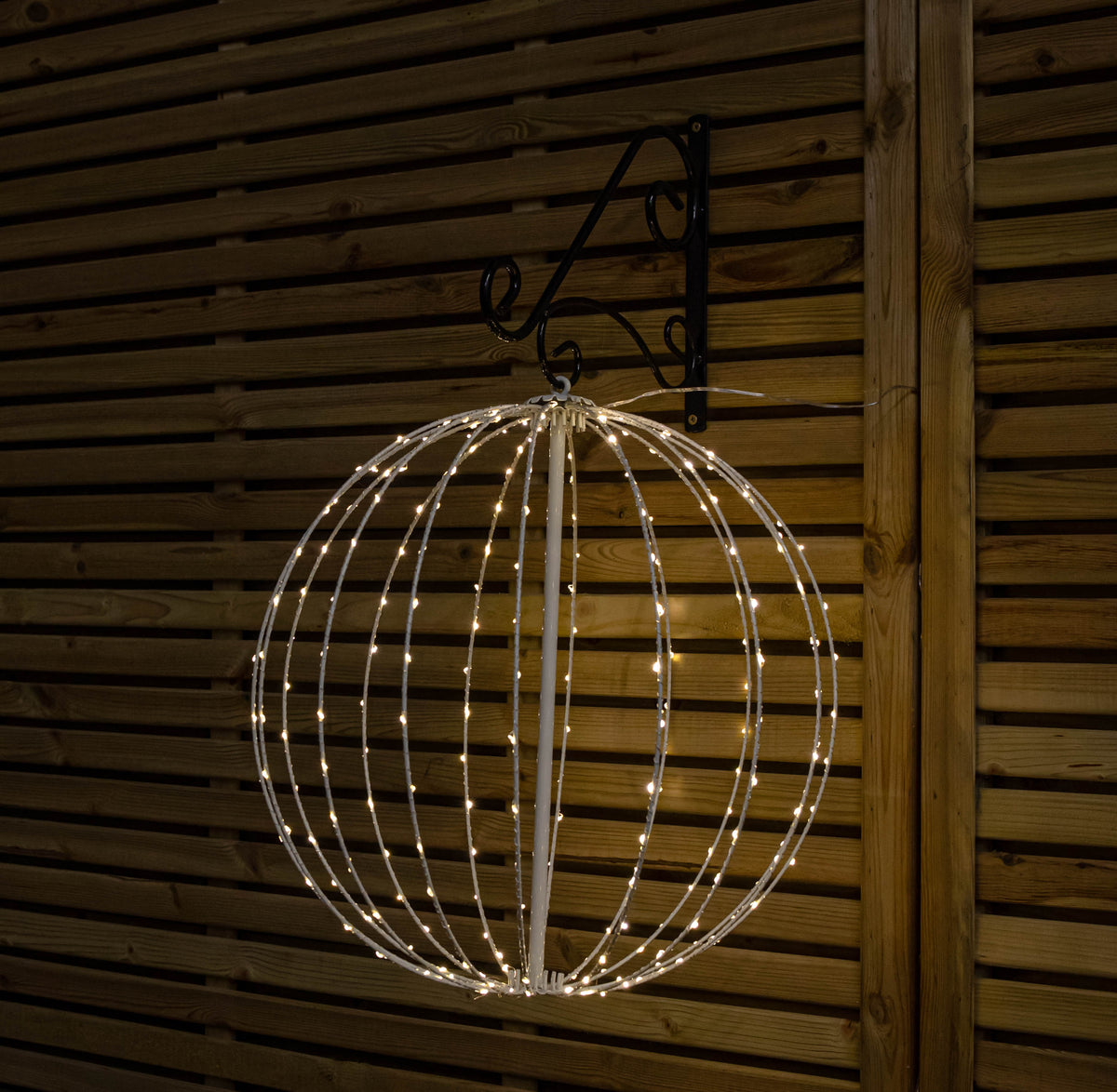 50cm White Metal Folding Christmas Ball with 256 Warm White LEDs