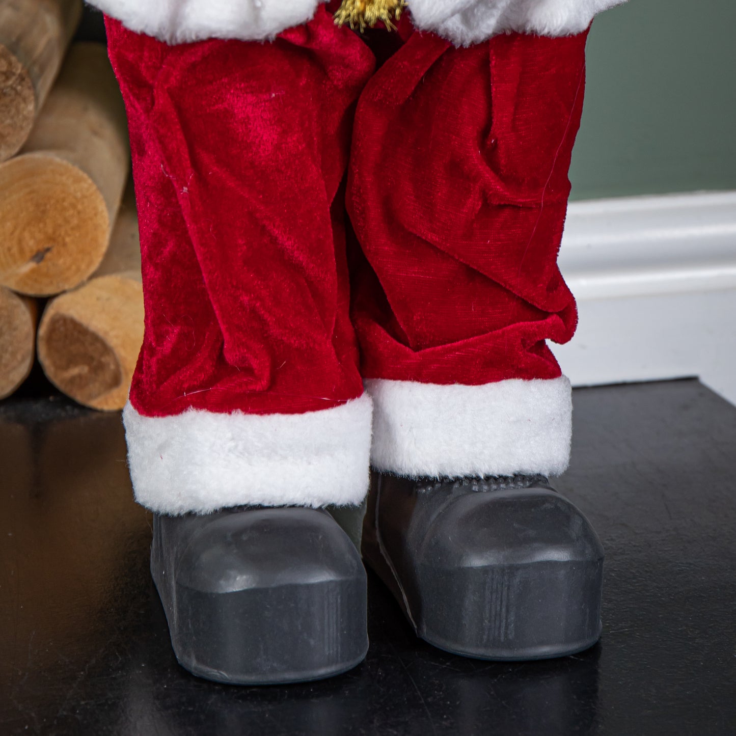 61cm Tall Standing Santa Claus Christmas Decoration with Green Sack