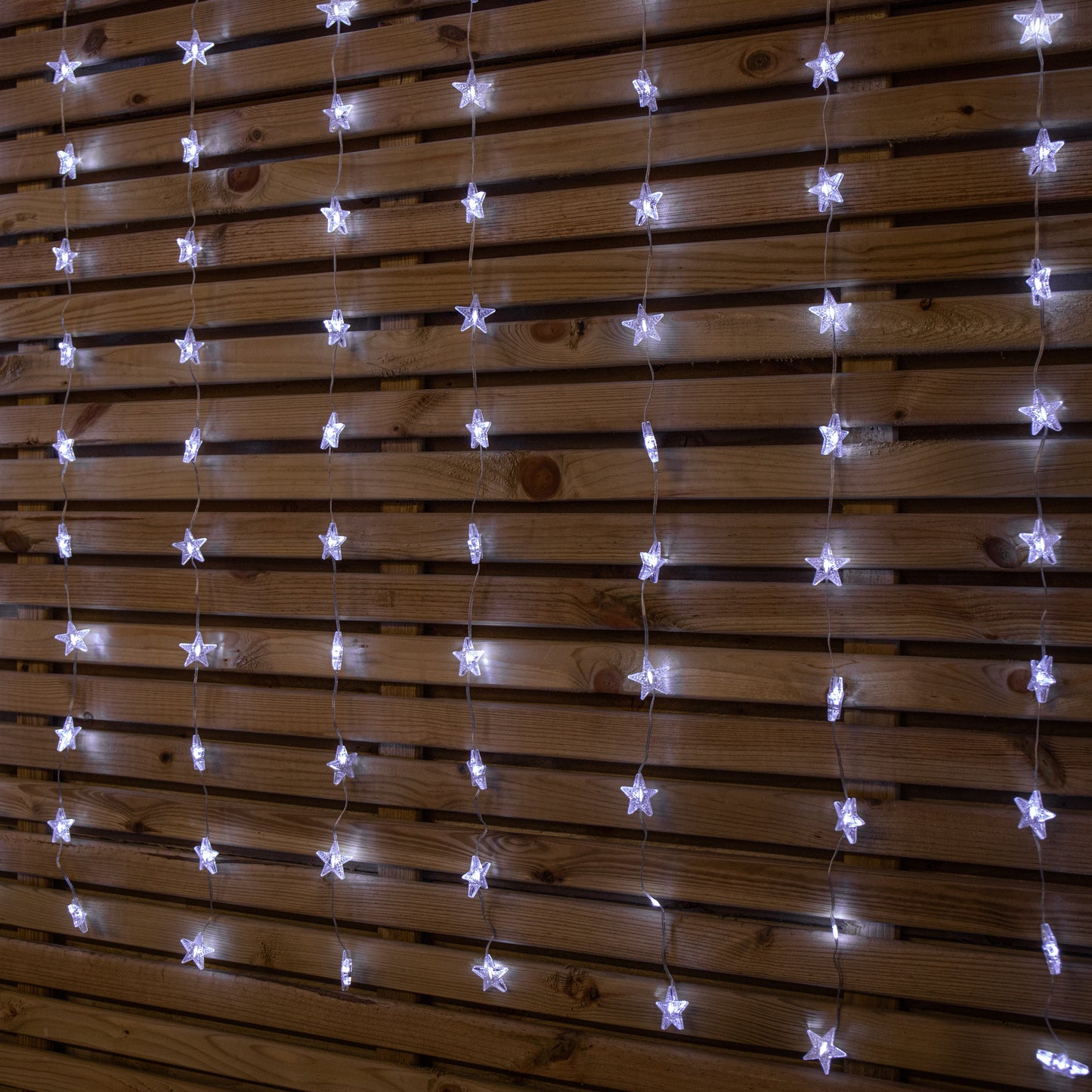 1.2 x 1.2m Light up Christmas Star Curtain Lights with 108 White LEDs