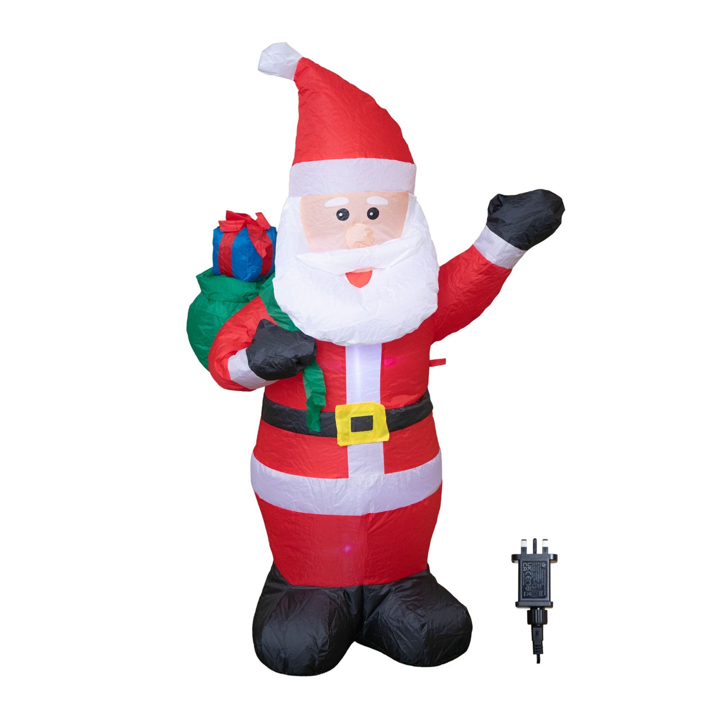 130cm (4ft) Inflatable LED Outdoor Christmas Standing Santa with Gift in Sack