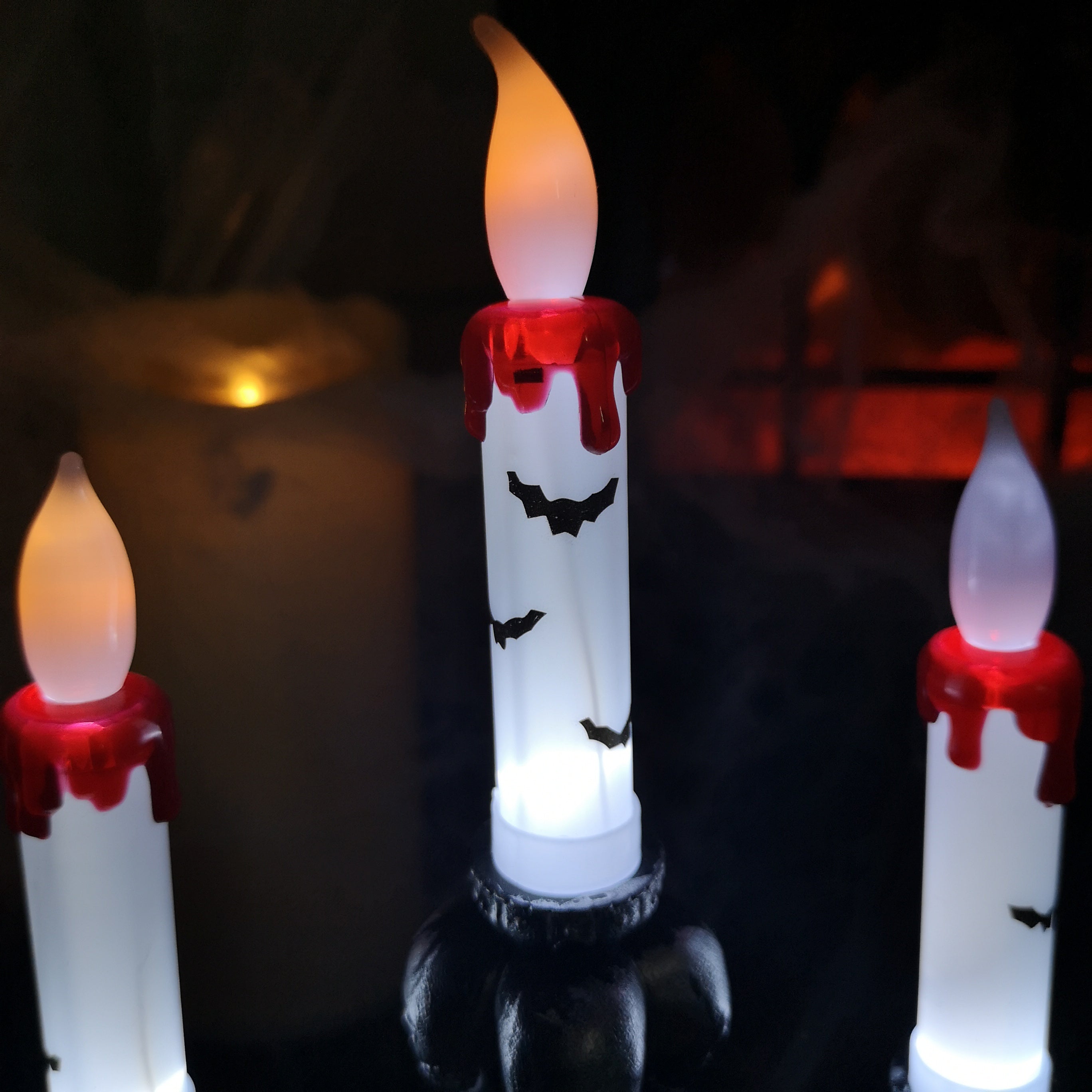 LED Light up triple candlestick Scary Halloween Decoration