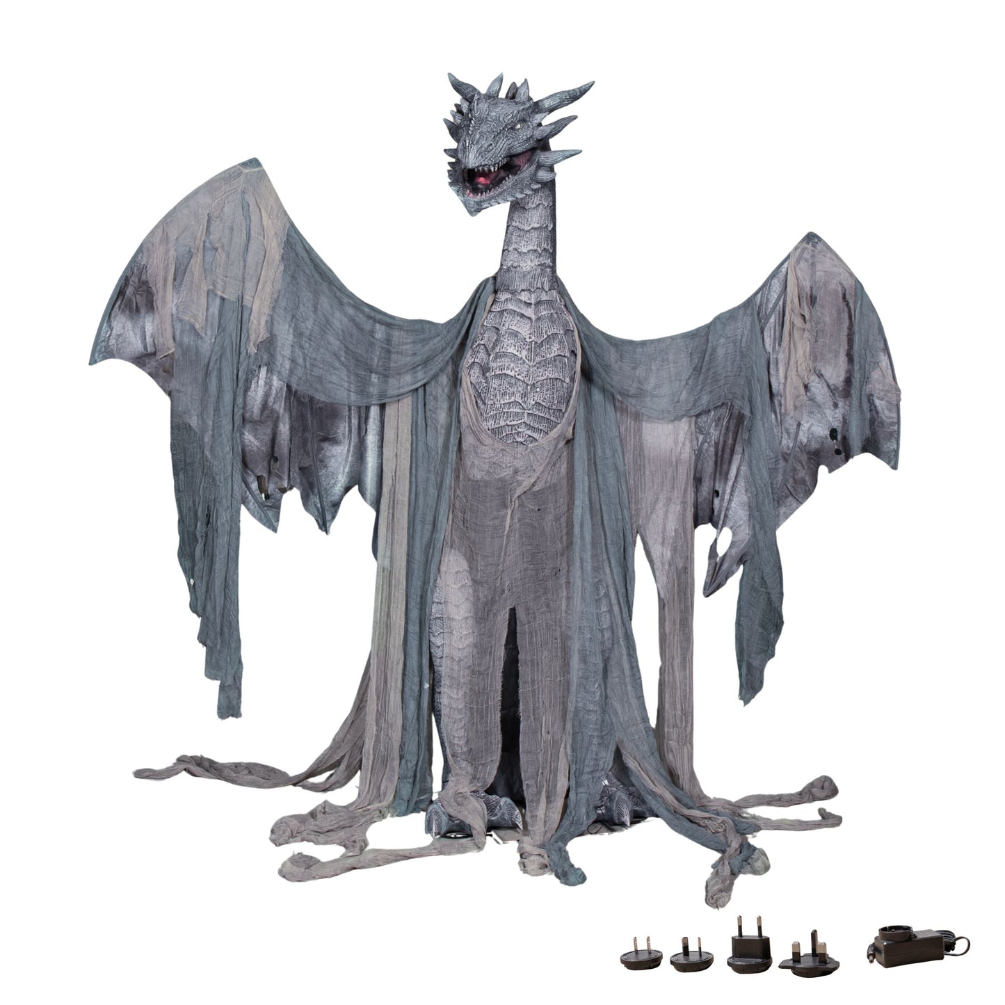7ft Giant Sized Motion Activated Winter Dragon Halloween Decoration with LEDs INCLUDES SMOKE Machine