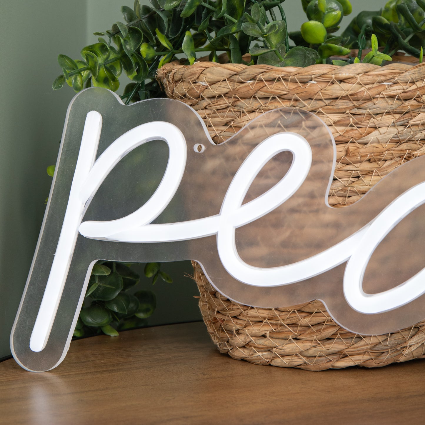 40cm Light up Neon Effect Peace Decorative Sign with 145 White LEDs