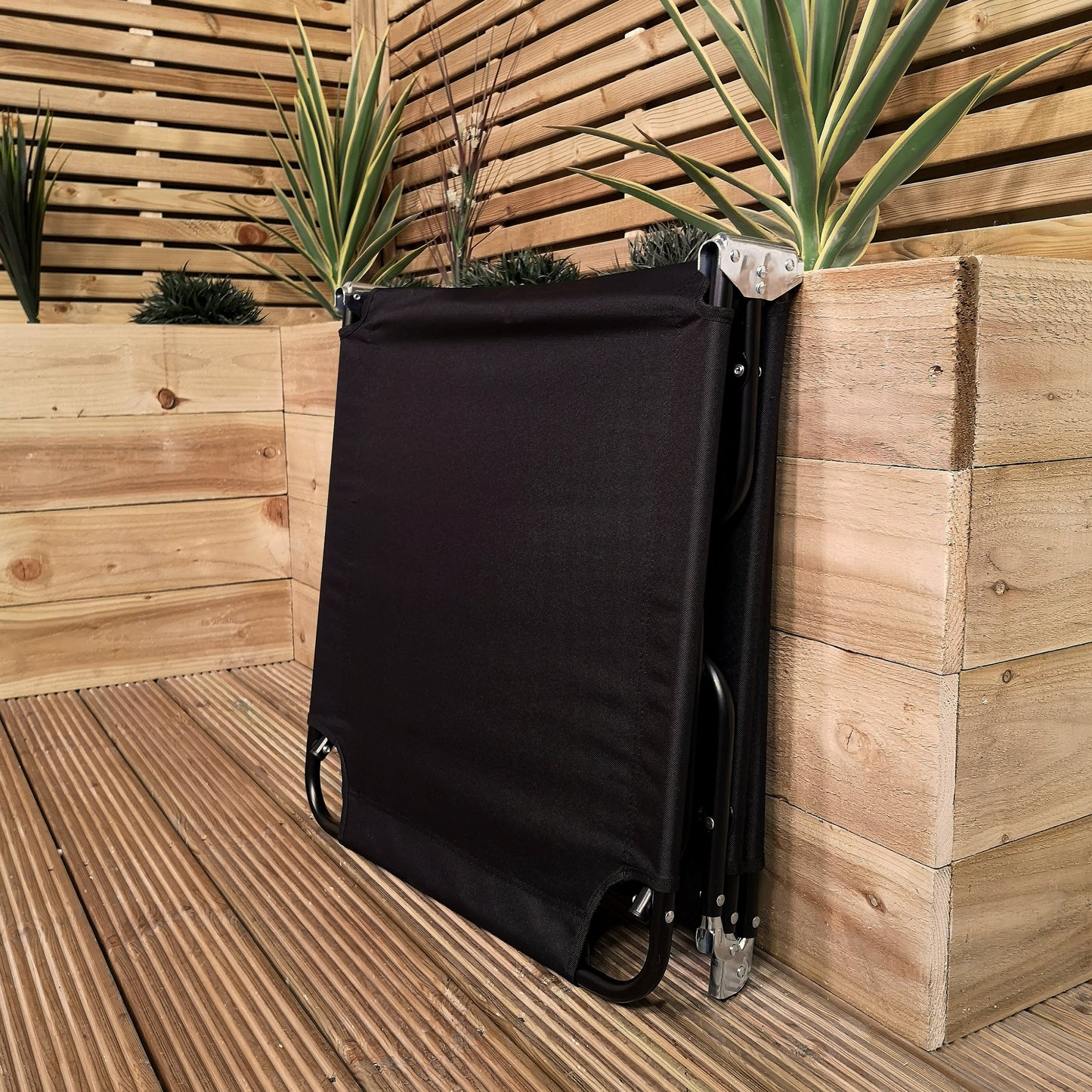 Factory Seconds: Black Outdoor Garden Patio Reclining Oxford Sun Lounger