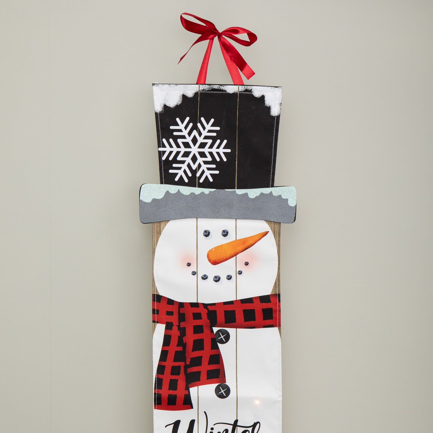 1.2m Battery Operated Light up Hanging Christmas Snowman Fabric Banner with LEDs