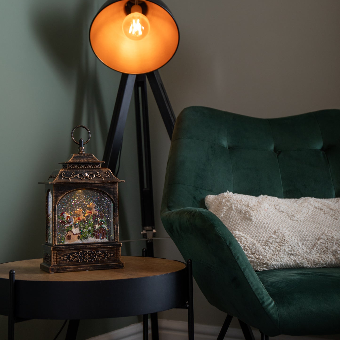 28cm Bronze Light up Christmas Santa Water Spinner with Warm White LEDs and Timer Function