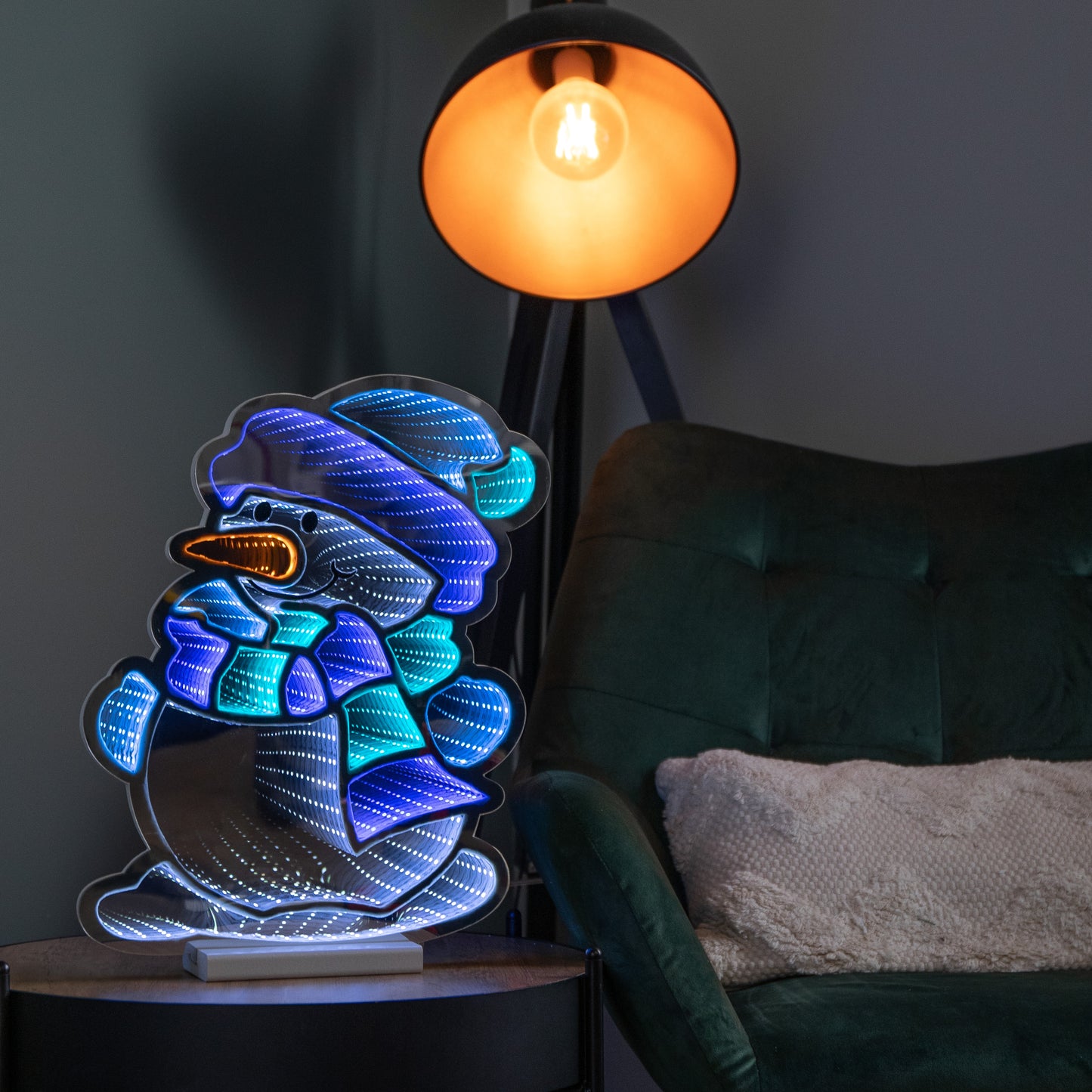 40cm Light up Snowman Infinity Christmas Decoration with Blue and White LEDs