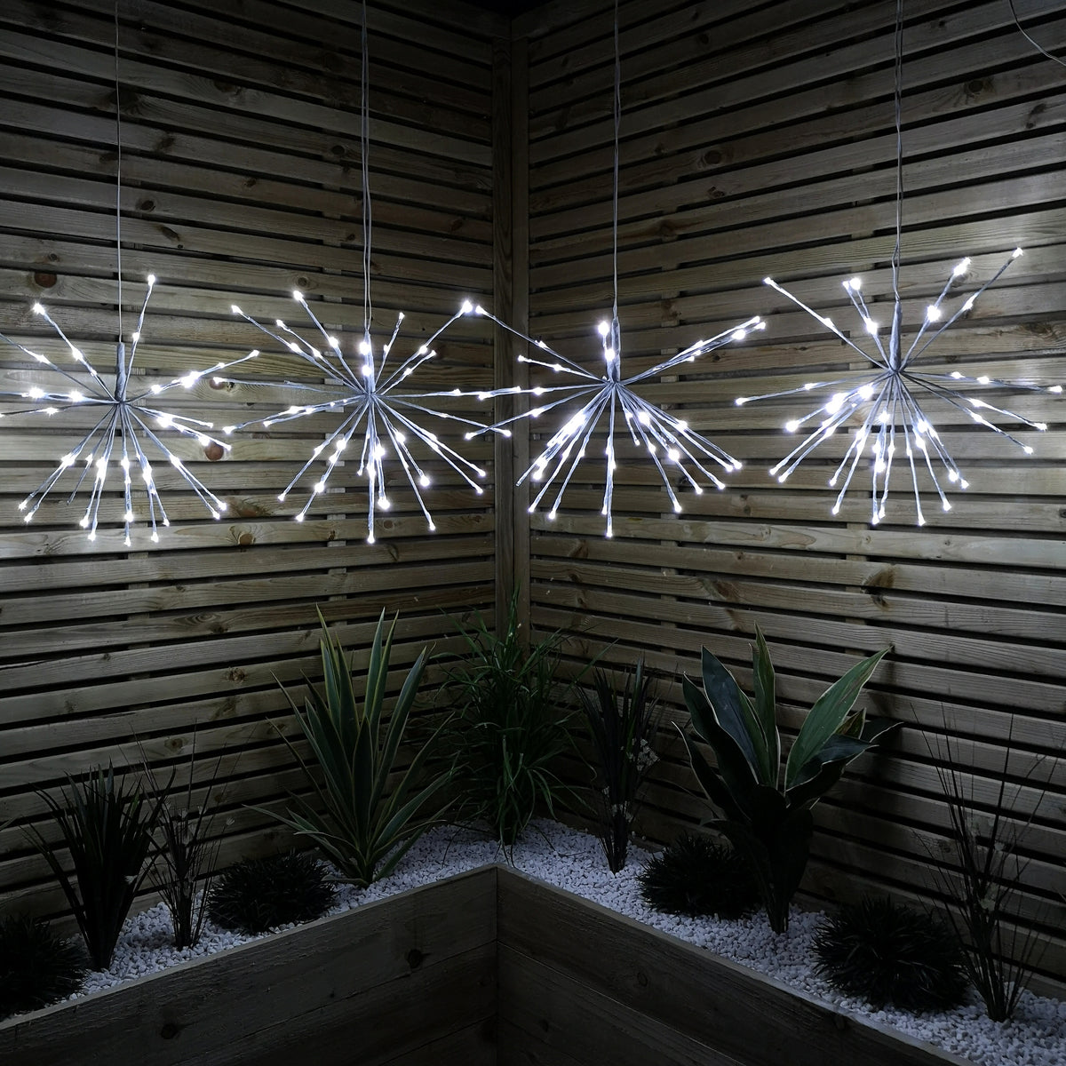 Set Of 4 45cm Sparkle Christmas Ball with Twinkling Cool White LEDs