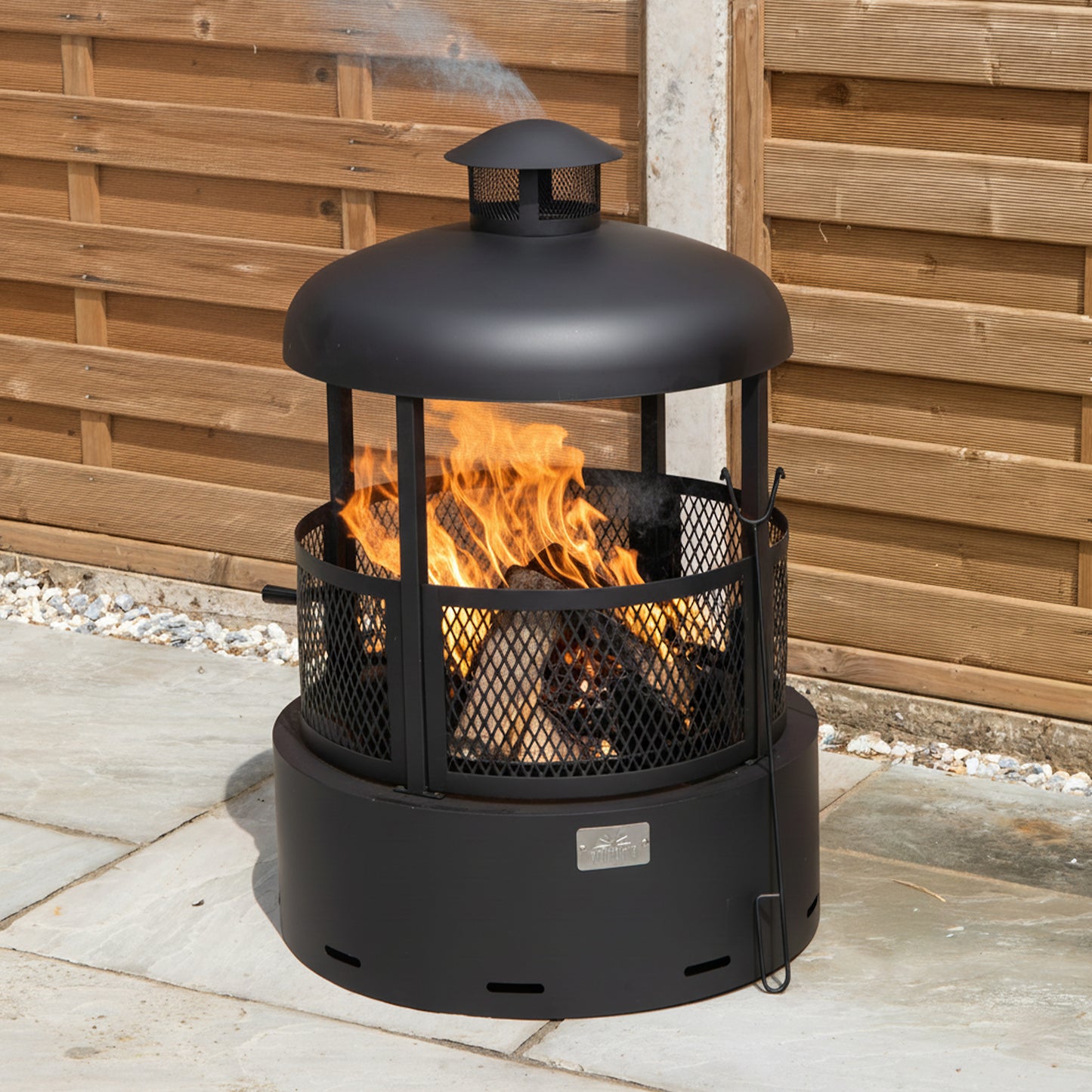 80cm Black Steel Firedancer Chiminea Fire Pit with Fire Poker