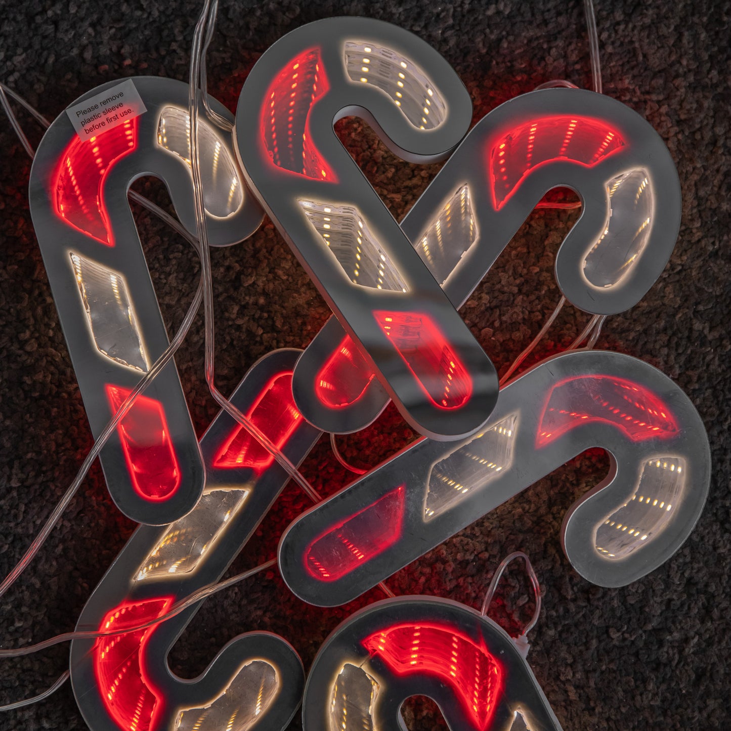 1.75m 6 Hanging Candy Cane Christmas Infinity Light Garland with LEDs