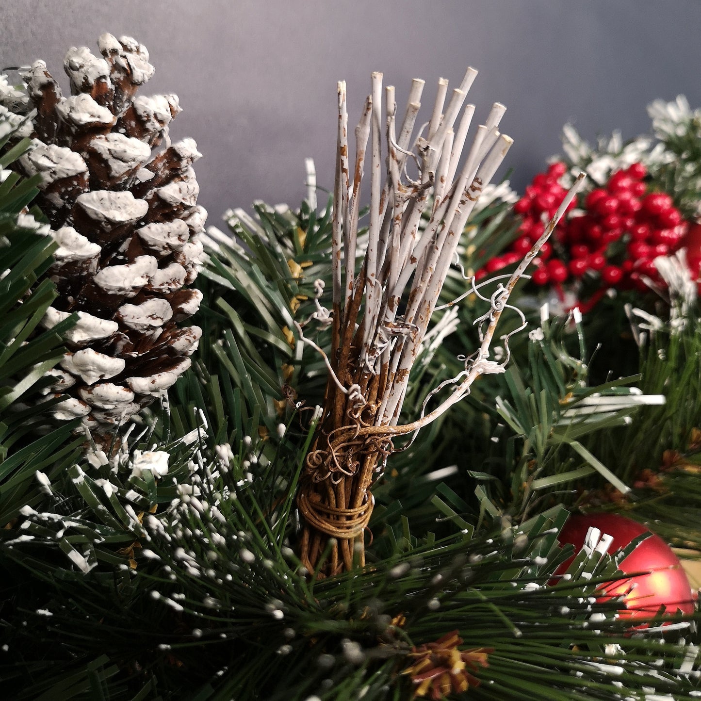 Premier 180cm (6ft) Festive Red Dressed Christmas Garland With Bows And Red Baubles