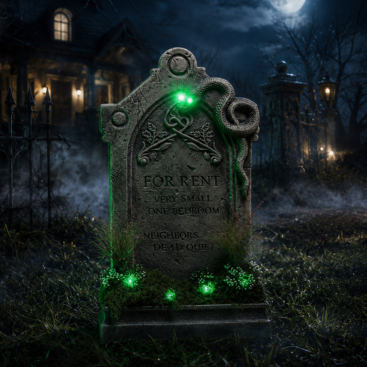 60cm (2ft) "For Rent" Halloween Graveyard Tombstone with LED Lights