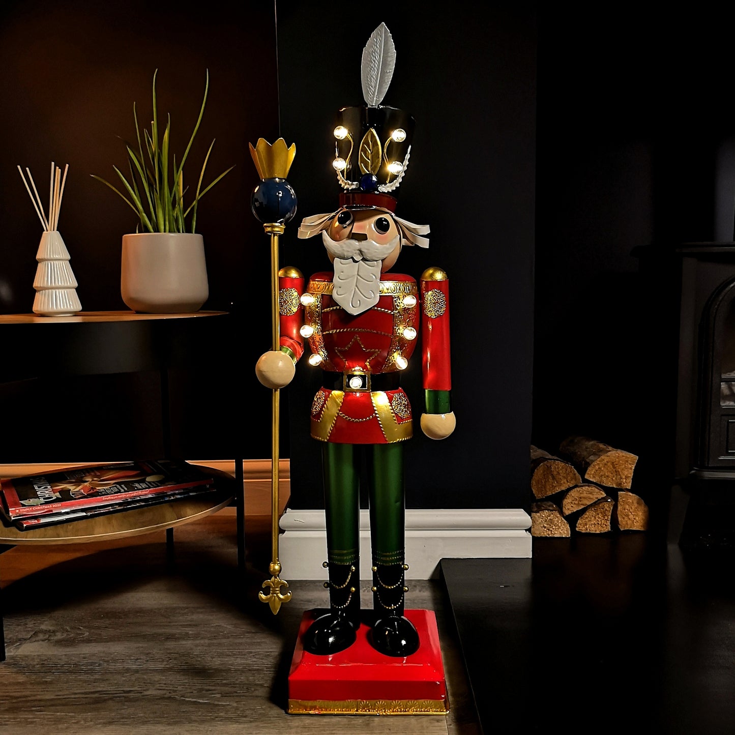 80cm Light Up Nutcracker Soldier LED Christmas Wooden Ornament Home Decoration