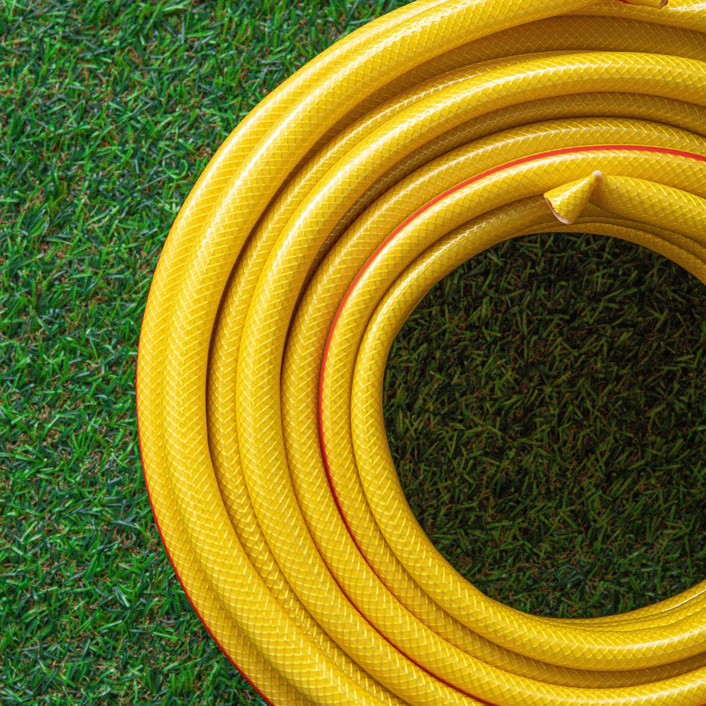 30m Yellow Reinforced Kink Resistant Garden Hose Pipe with Spray Gun Set