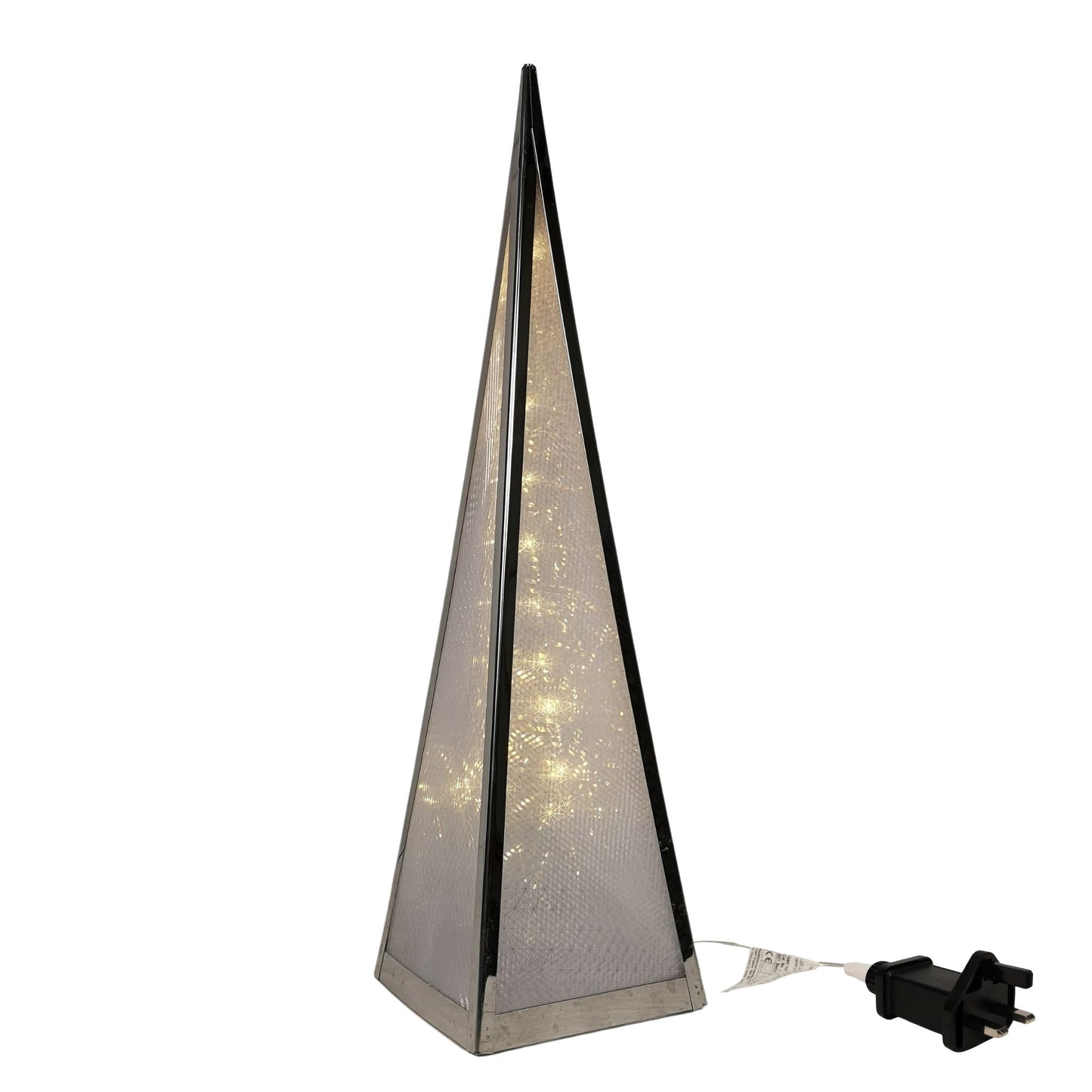 45cm Christmas Holographic Pyramid with Silver Frame-16 Warm White Led