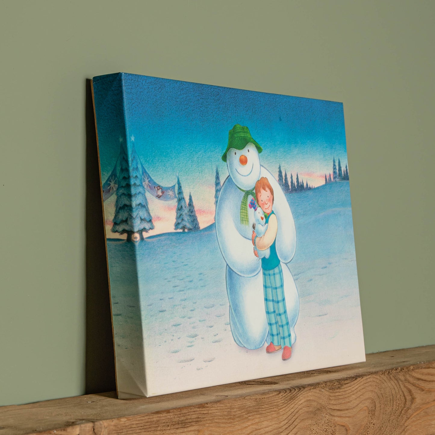  Battery Operated 30x40cm Colour Change LED Snowman Snowdog & Billy Canvas Wall Art