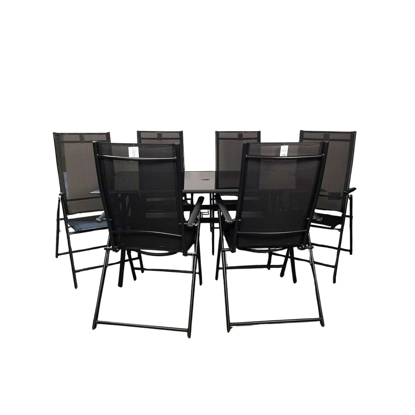 Outdoor 6 Person Rectangular Glass Top Garden Dining Table Chairs Set