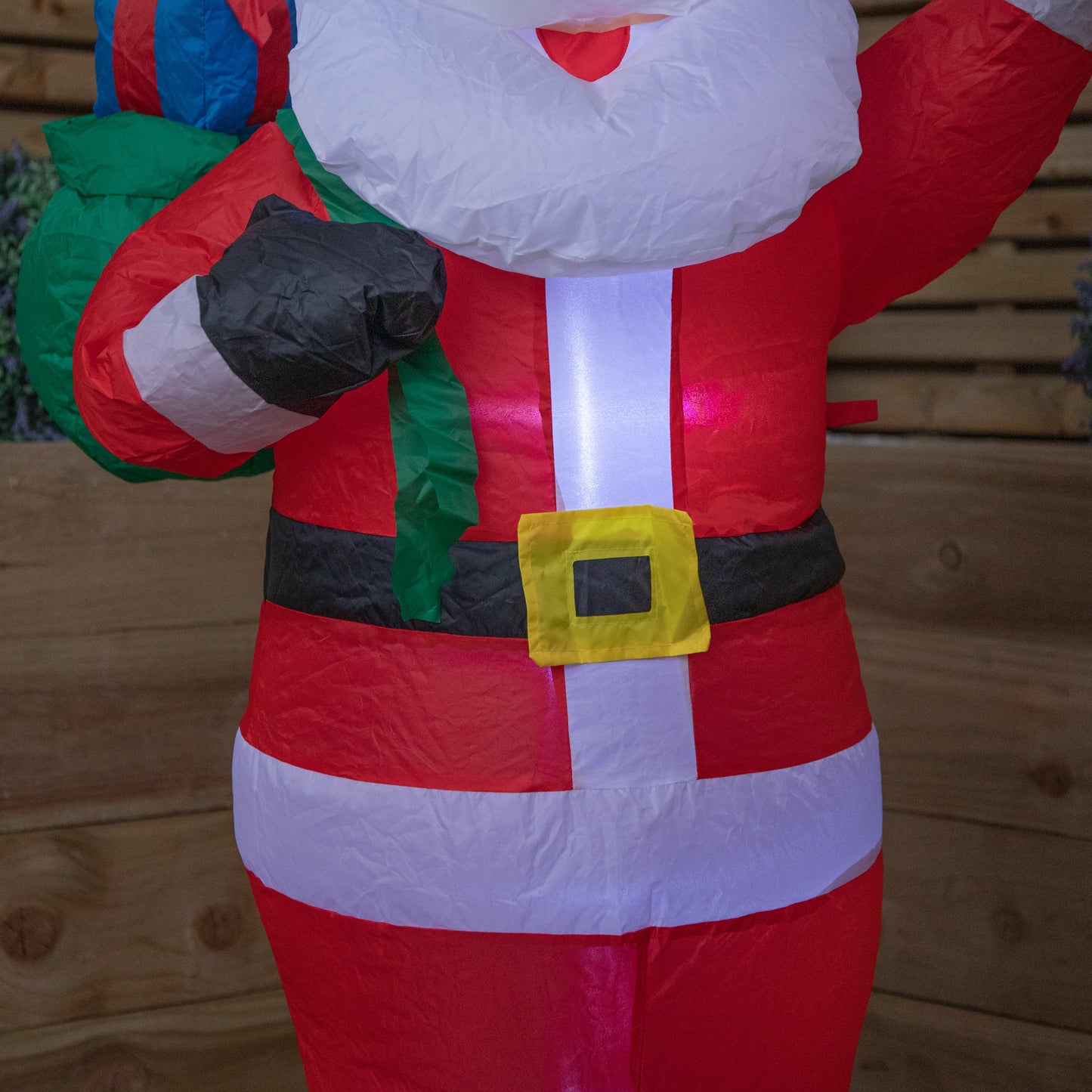 130cm (4ft) Inflatable LED Outdoor Christmas Standing Santa with Gift in Sack