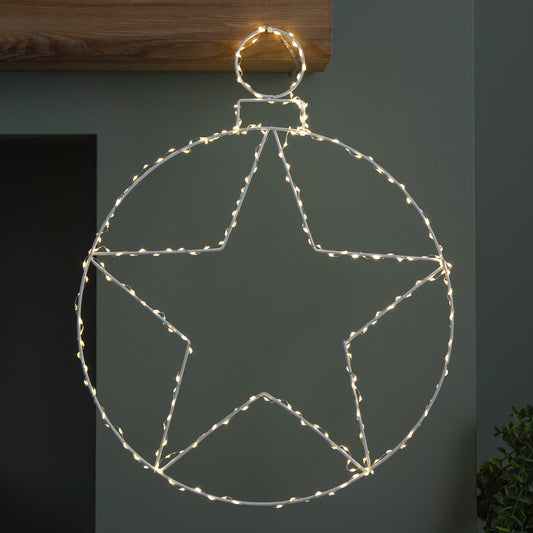 48cm Light up Hanging Christmas Star Bauble with 236 Warm White LEDs