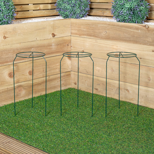 Pack of 3 Tom Chambers Urban Dark Green Metal Herbaceous Garden Plant Support Grow Through Small 40cm x 20cm