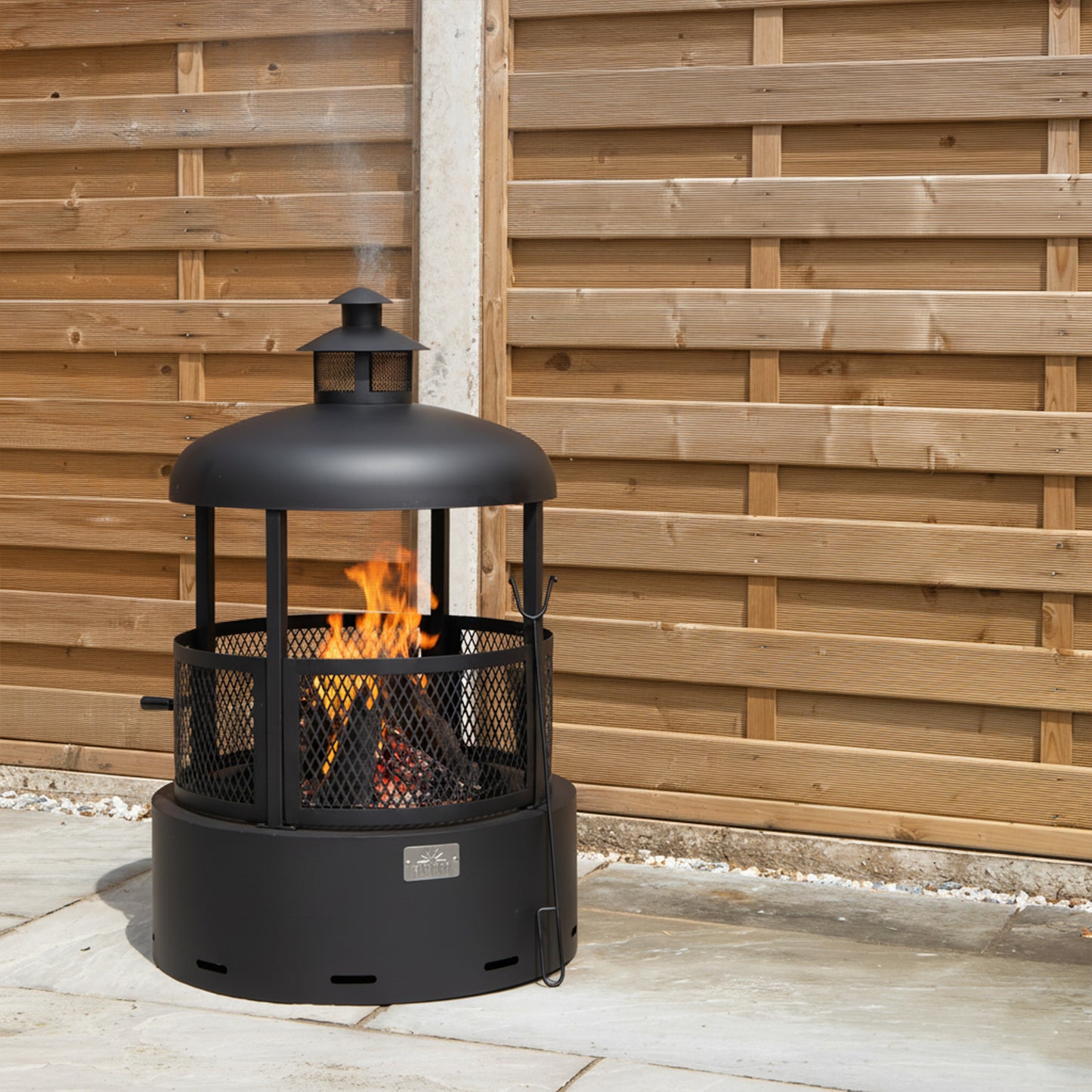 80cm Black Steel Firedancer Chiminea Fire Pit with Fire Poker