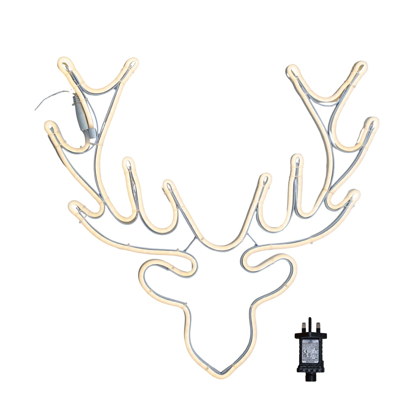 58cm Light up Neon Flex Christmas Reindeer Head with Warm White LEDs