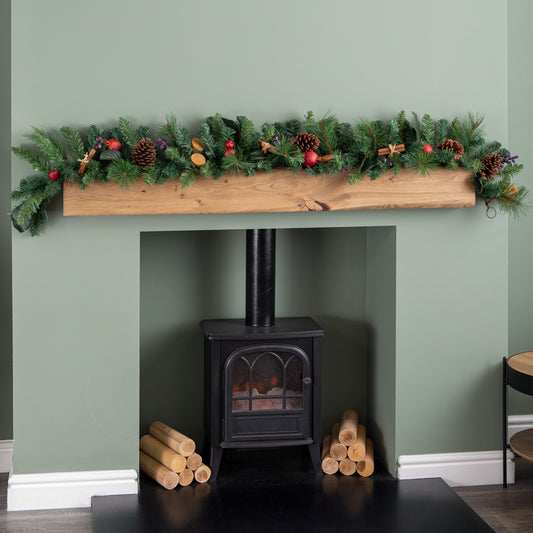 1.8m Festive Spice Christmas Garland with Pinecones and Faux Dried Fruit