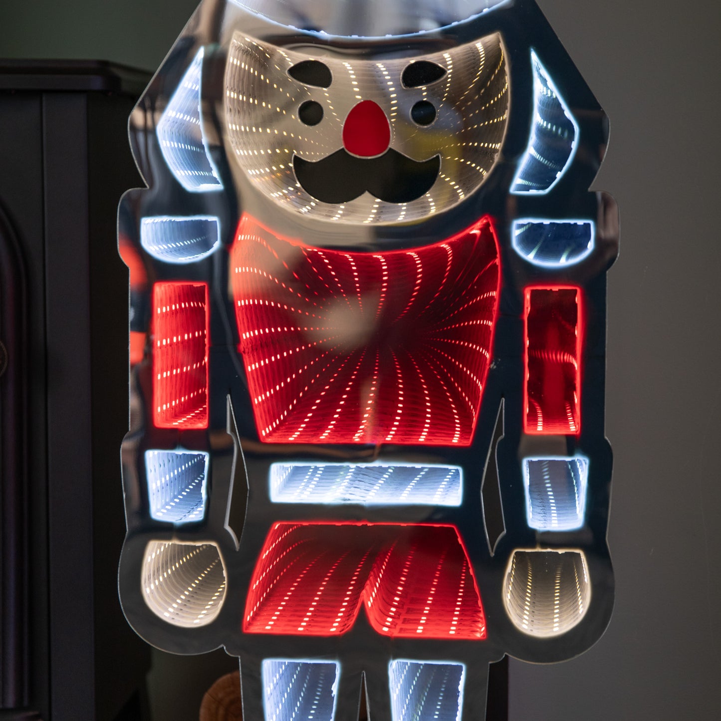 74cm Infinity Light up Standing Nutcracker Christmas Decoration with Red & White LEDs on Metal Base